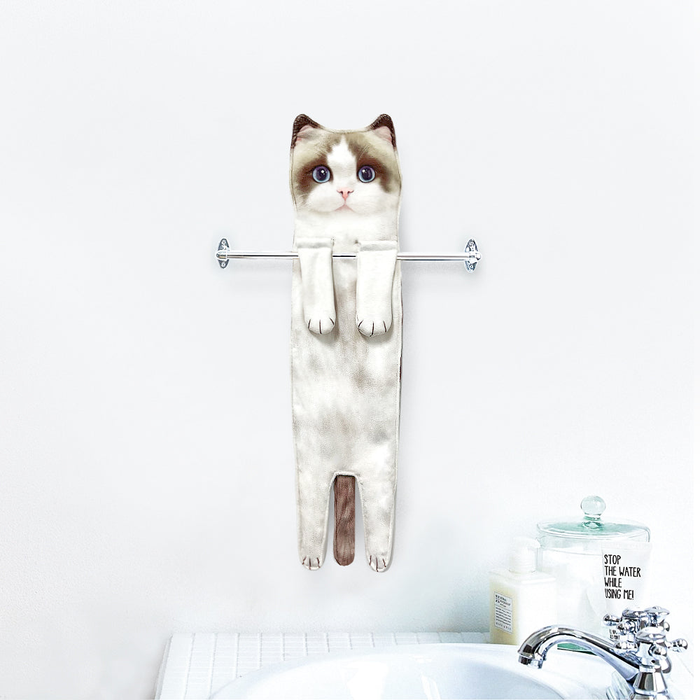 Openhahaha Cat Hand Towels for Bathroom Kitchen-Cute Cat Hanging Towel Decorative Animal Washcloths Face Towels Cat Decor-Funny Housewarming Cat Gifts for Cat Lovers